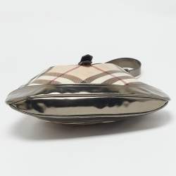 Burberry Metallic/Beige Nova Check PVC and Patent Leather Brooke Hobo