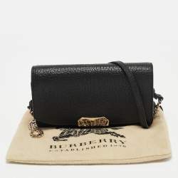مملوكة مسبقًا Burberry Black Leather Madison Wallet on Chain