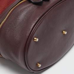 Burberry Burgundy/Beige House Check Canvas and Leather Beckett Bucket Bag
