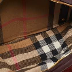 Burberry Burgundy/Beige House Check Canvas and Leather Beckett Bucket Bag