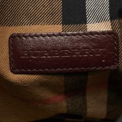 Burberry Burgundy/Beige House Check Canvas and Leather Beckett Bucket Bag