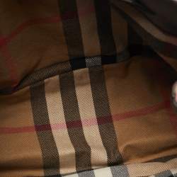 Burberry Burgundy/Beige House Check Canvas and Leather Beckett Bucket Bag