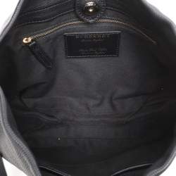Burberry Black/Beige Leather and House Check Canvas Bingley Drawstring Bucket Bag