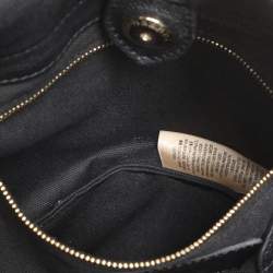 Burberry Black/Beige Leather and House Check Canvas Bingley Drawstring Bucket Bag