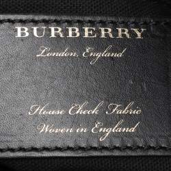 Burberry Black/Beige Leather and House Check Canvas Bingley Drawstring Bucket Bag