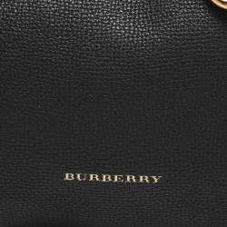 Burberry Black/Beige Leather and House Check Canvas Bingley Drawstring Bucket Bag