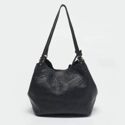 Burberry Black Embossed Check Leather Canterbury Tote