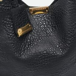 Burberry Black Embossed Check Leather Canterbury Tote