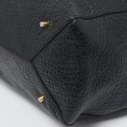 Burberry Black Embossed Check Leather Canterbury Tote
