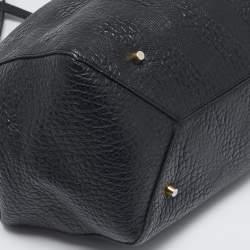 Burberry Black Embossed Check Leather Canterbury Tote