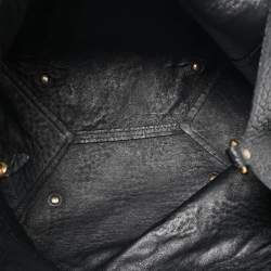 Burberry Black Embossed Check Leather Canterbury Tote