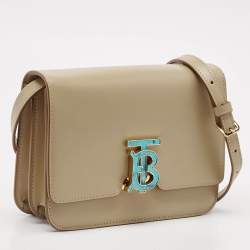 Burberry Beige Leather Small TB Shoulder Bag