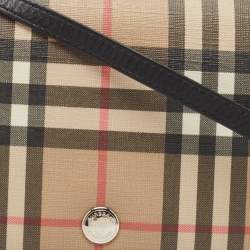 Burberry Malt Brown Vintage Check PVC Hannah Wallet On Strap