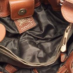 Pre Owned Burberry Brown/Beige Leather and Quilted House Check Canvas Margaret Shoulder Bag