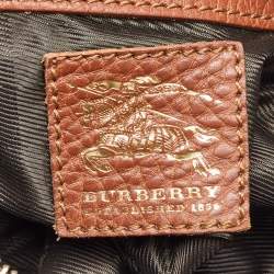 Pre Owned Burberry Brown/Beige Leather and Quilted House Check Canvas Margaret Shoulder Bag