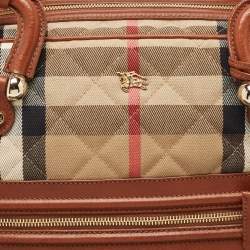 Burberry Beige/Brown Quilted House Check Canvas and Leather Westbury Satchel