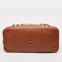 Burberry Beige/Brown Quilted House Check Canvas and Leather Westbury Satchel