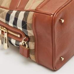Burberry Beige/Brown Quilted House Check Canvas and Leather Westbury Satchel