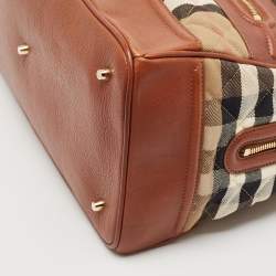 Burberry Beige/Brown Quilted House Check Canvas and Leather Westbury Satchel