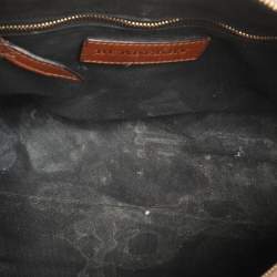 Pre Owned Burberry Brown Ochre House Check Fabric Medium Sactorial Alchester Bowler Bag