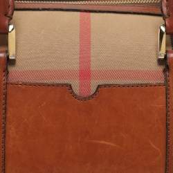 Pre Owned Burberry Brown Ochre House Check Fabric Medium Sactorial Alchester Bowler Bag