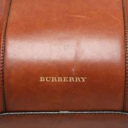 Pre Owned Burberry Brown Ochre House Check Fabric Medium Sactorial Alchester Bowler Bag