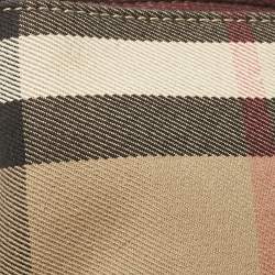 Burberry Burgundy House Check Canvas and Leather Small Macken Crossbody Bag