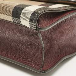 Burberry Burgundy House Check Canvas and Leather Small Macken Crossbody Bag