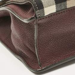 Burberry Burgundy House Check Canvas and Leather Small Macken Crossbody Bag