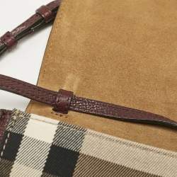 Burberry Burgundy House Check Canvas and Leather Small Macken Crossbody Bag