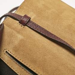 Burberry Burgundy House Check Canvas and Leather Small Macken Crossbody Bag