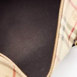 مملوكة مسبقًا Burberry Beige/Brown Haymarket Check PVC and Leather Chester Boston Bag