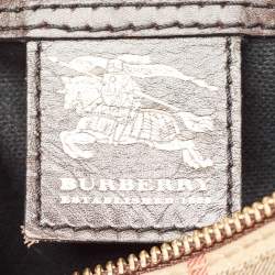 مملوكة مسبقًا Burberry Beige/Brown Haymarket Check PVC and Leather Chester Boston Bag