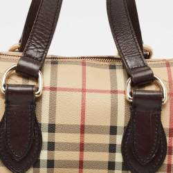مملوكة مسبقًا Burberry Beige/Brown Haymarket Check PVC and Leather Chester Boston Bag