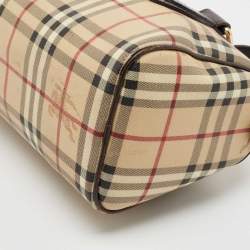 مملوكة مسبقًا Burberry Beige/Brown Haymarket Check PVC and Leather Chester Boston Bag