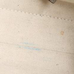 Burberry Off-White/Black Canvas and Leather Large Pocket Tote