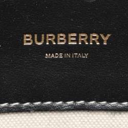 Burberry Off-White/Black Canvas and Leather Large Pocket Tote