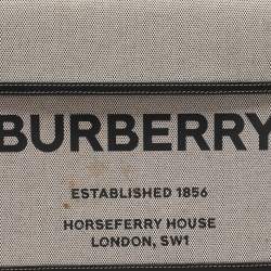 Burberry Off-White/Black Canvas and Leather Large Pocket Tote