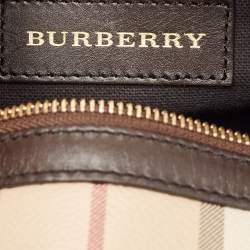 Pre Owned Burberry Brown/Beige Haymarket Coated Canvas and Leather Alchester Bag