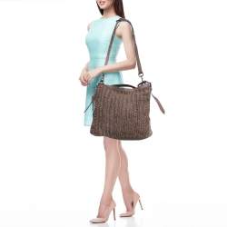 Pre Owned Burberry Lilac Leather Ruffled Lowry Hobo