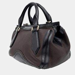Burberry Black Brown Leather tote Bag