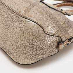Burberry Gold Heritage Grain Check Embossed Leather Orchard Bowling Bag