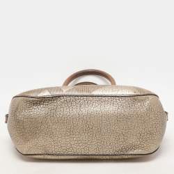 Burberry Gold Heritage Grain Check Embossed Leather Orchard Bowling Bag