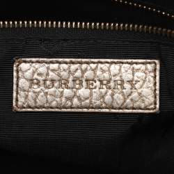 Burberry Gold Heritage Grain Check Embossed Leather Orchard Bowling Bag