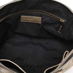 Burberry Gold Heritage Grain Check Embossed Leather Orchard Bowling Bag