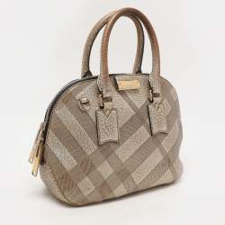 Burberry Gold Heritage Grain Check Embossed Leather Orchard Bowling Bag