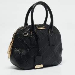 Burberry Black Check Embossed Leather Orchard Bag