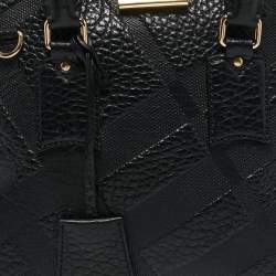 Burberry Black Check Embossed Leather Orchard Bag