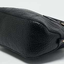 Burberry Black Check Embossed Leather Orchard Bag