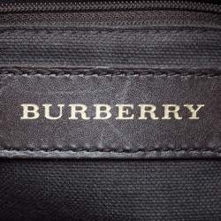 Pre Owned Burberry Brown/Beige Haymarket Coated Canvas Small Brooklyn Hobo